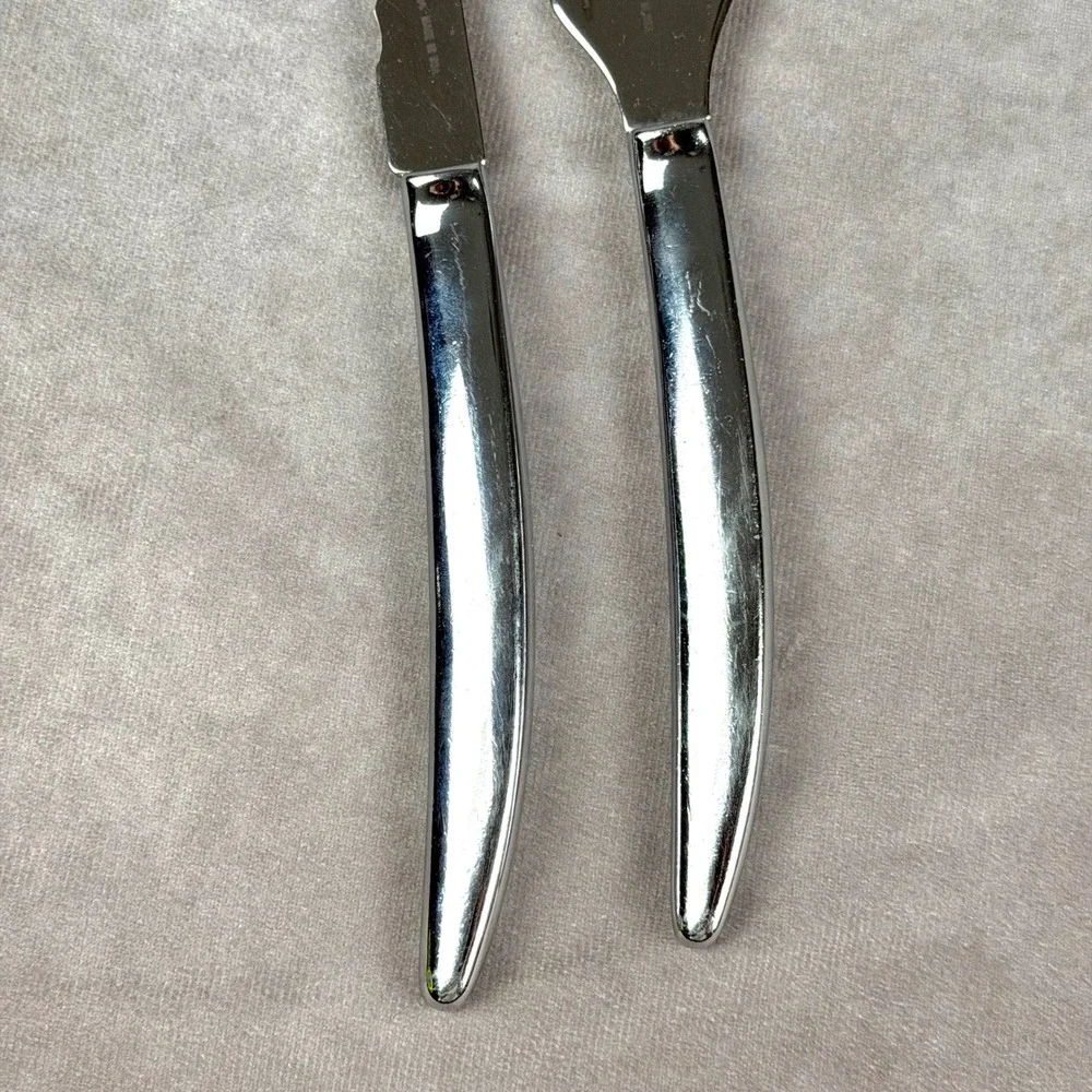 Saladmaster Stainless Steel Spatula Server Serrated Knife Set Made in USA 2pc